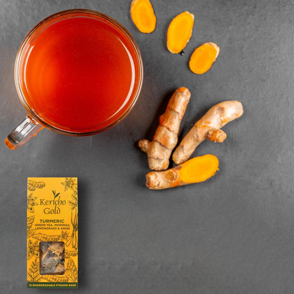 Green Tea, Turmeric, Moringa, Lemongrass and Anise.